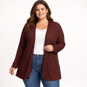 LuLaRoe 3XL Brown Ribbed Open Front Cardigan Duster Plus Size